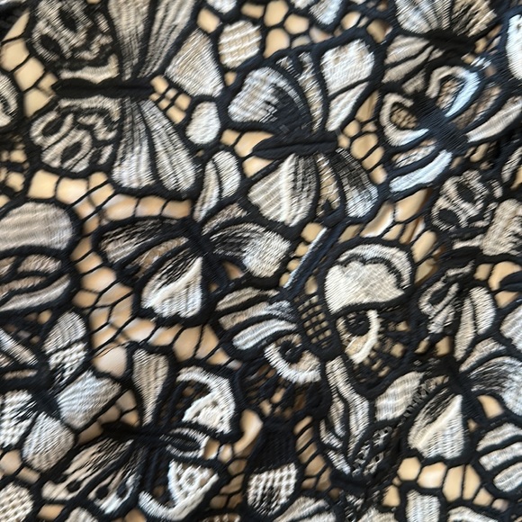 LIKE NEW! Alice + Olivia butterfly knit dress with nude lining, plunging V neck - Picture 5 of 6